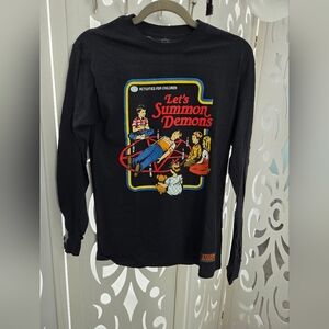 Steven Rhodes Let's Summon Demons Black Long Sleeve Graphic Shirt Small New